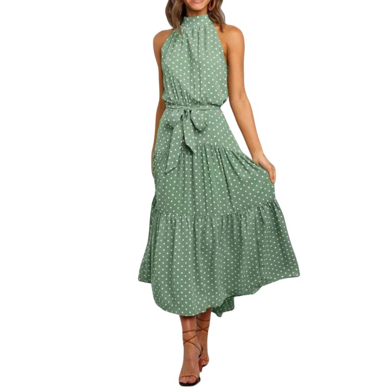 Halter Neck Printed Maxi Dress