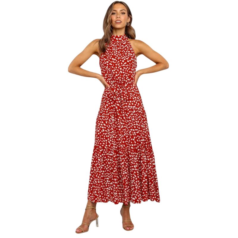 Halter Neck Printed Maxi Dress