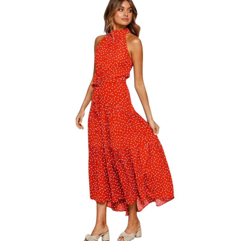 Halter Neck Printed Maxi Dress