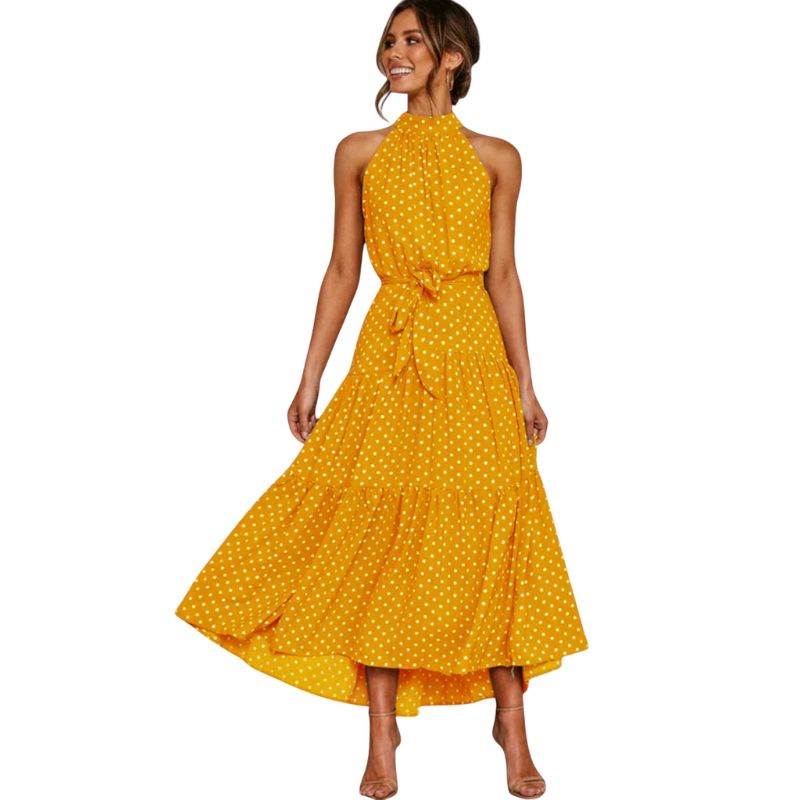 Halter Neck Printed Maxi Dress