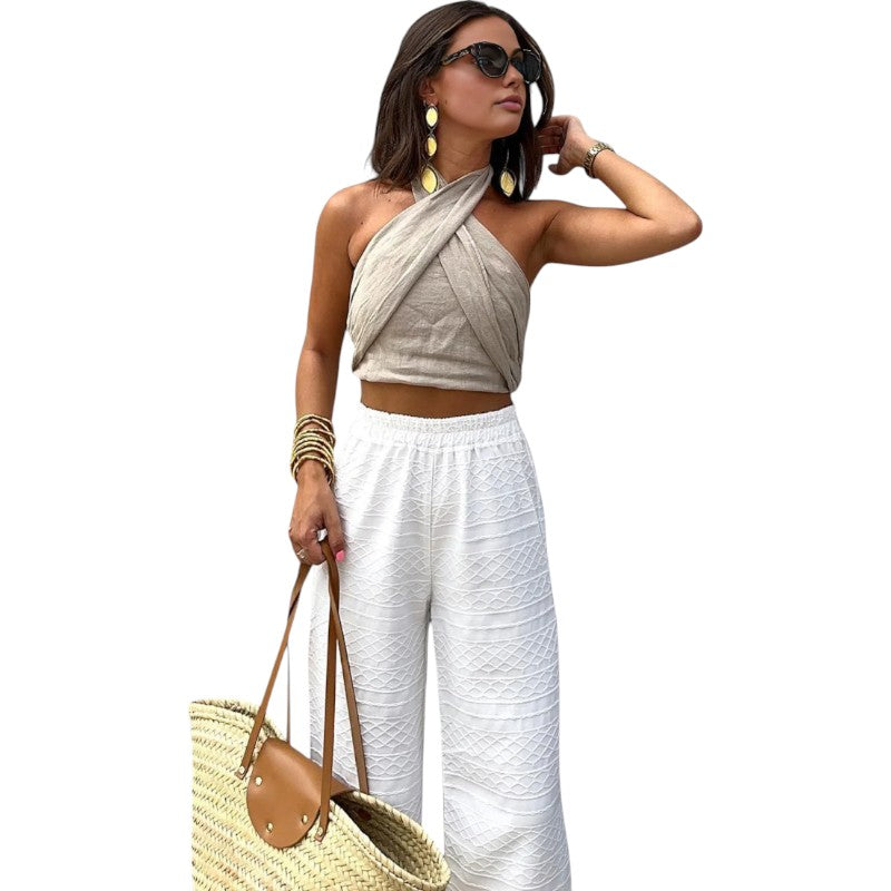 Crossed Halter Crop Top