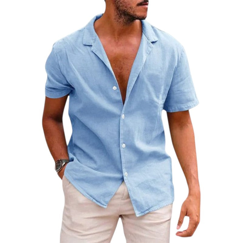 Relaxed Short-Sleeve Linen Shirt