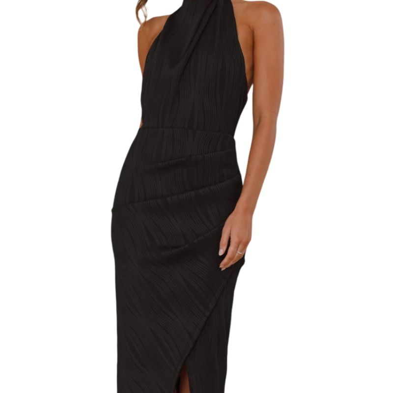 Halter Dress with Draped Detail