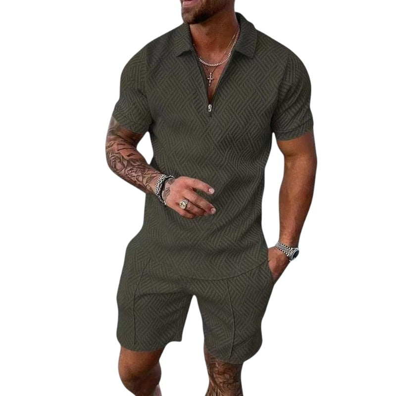 Textured Polo Short Set