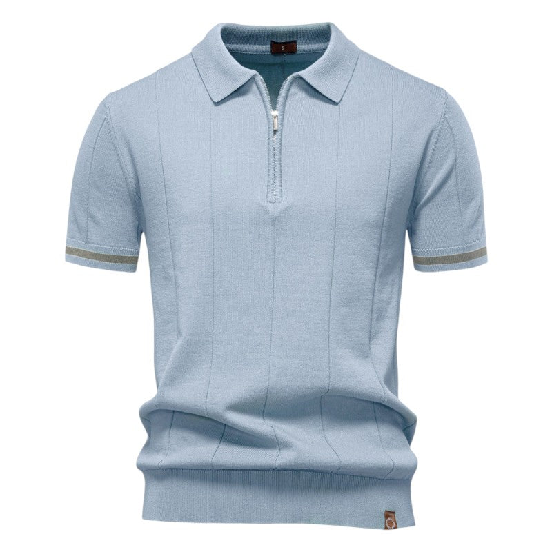 Knit Polo Shirt with Zip Closure