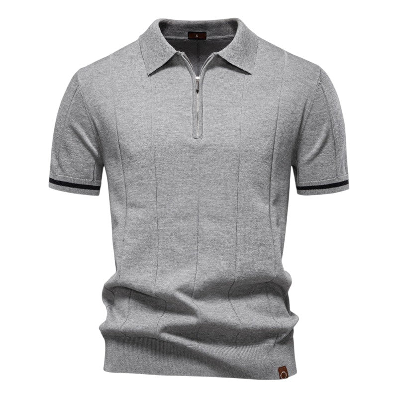 Knit Polo Shirt with Zip Closure