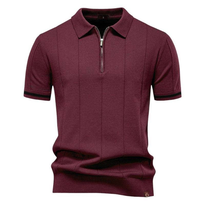 Knit Polo Shirt with Zip Closure