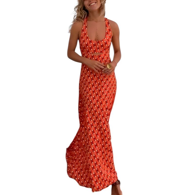 Orange Printed Dress