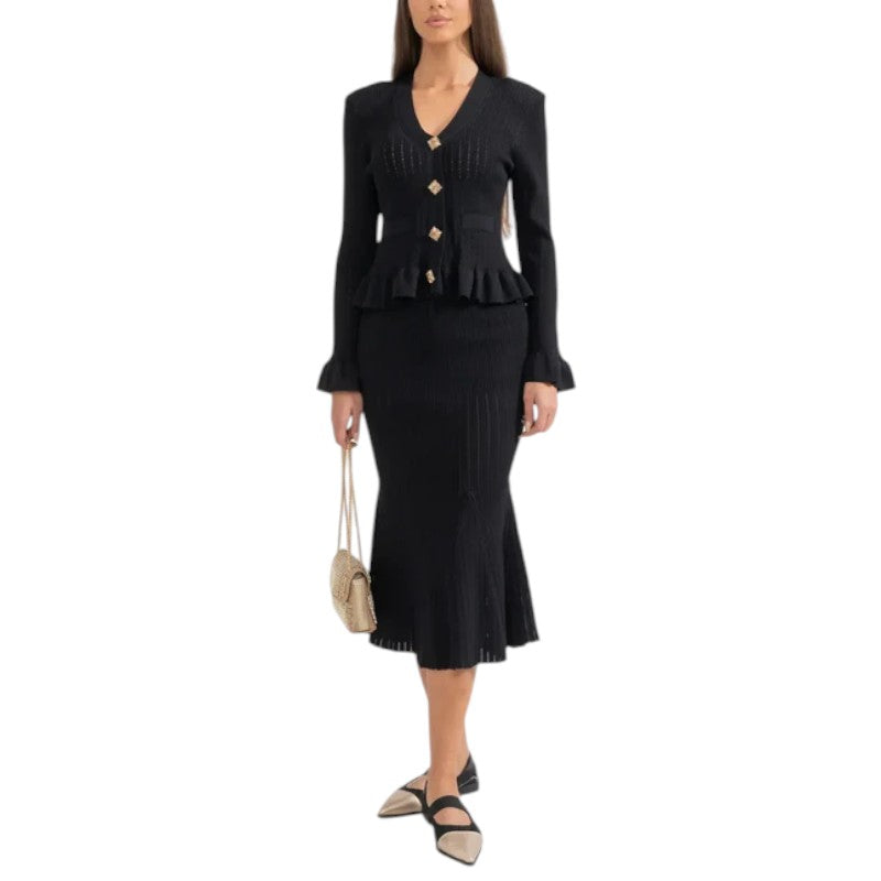 Knit Peplum Cardigan & Skirt Set