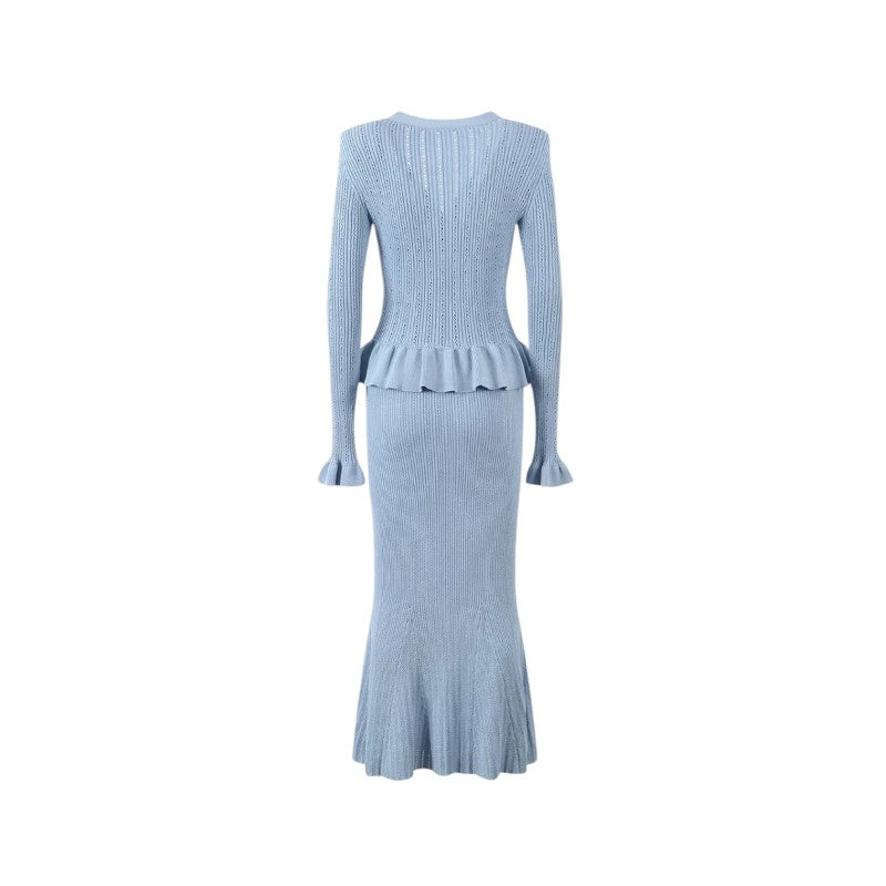 Knit Peplum Cardigan & Skirt Set