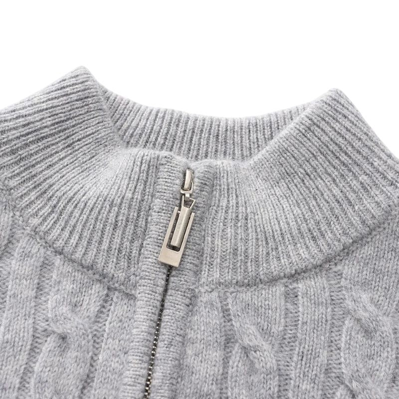 Textured Knit Zip Sweater