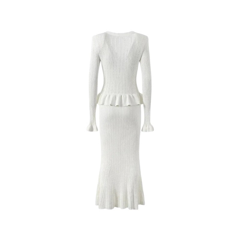 Knit Peplum Cardigan & Skirt Set