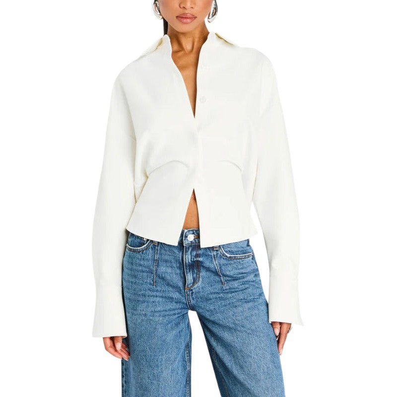 Draped Button-Up Shirt