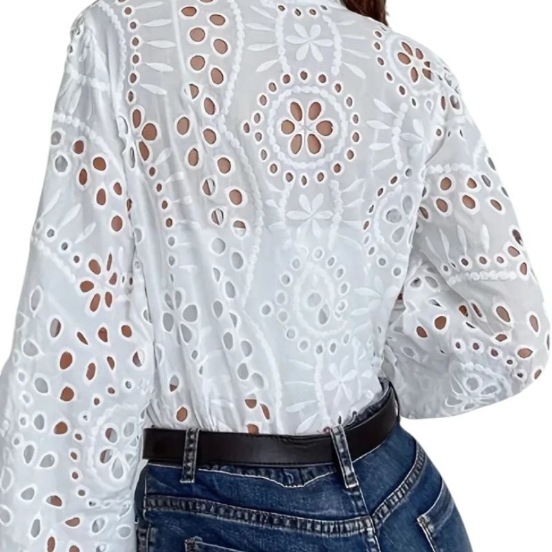 Lace Blouse with V-Neck