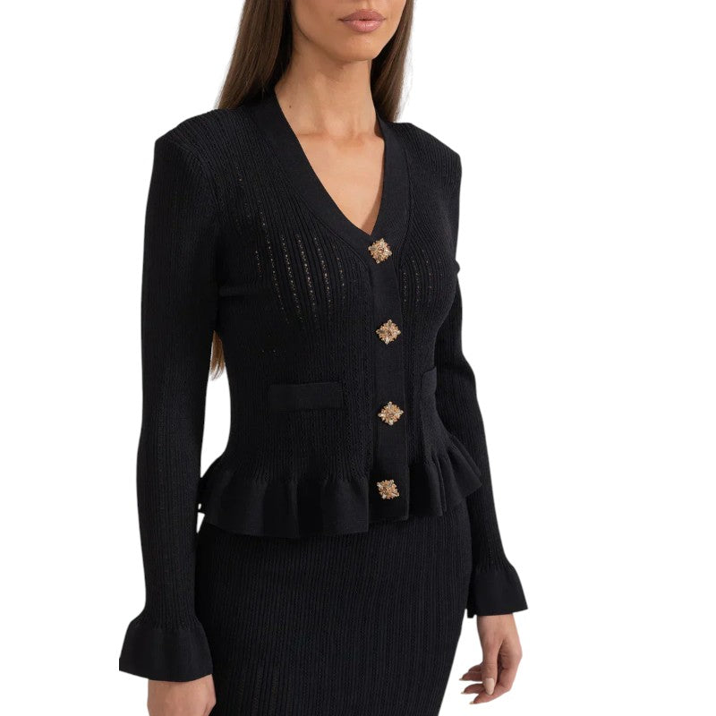 Knit Peplum Cardigan & Skirt Set
