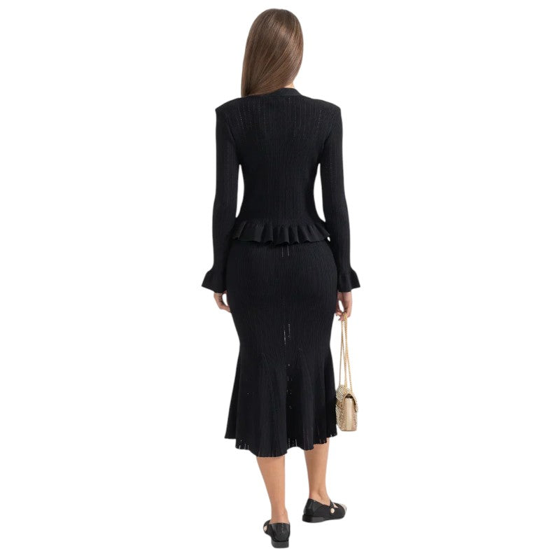Knit Peplum Cardigan & Skirt Set