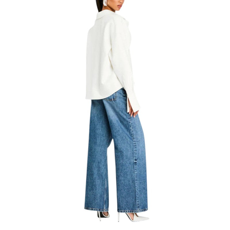 Draped Button-Up Shirt