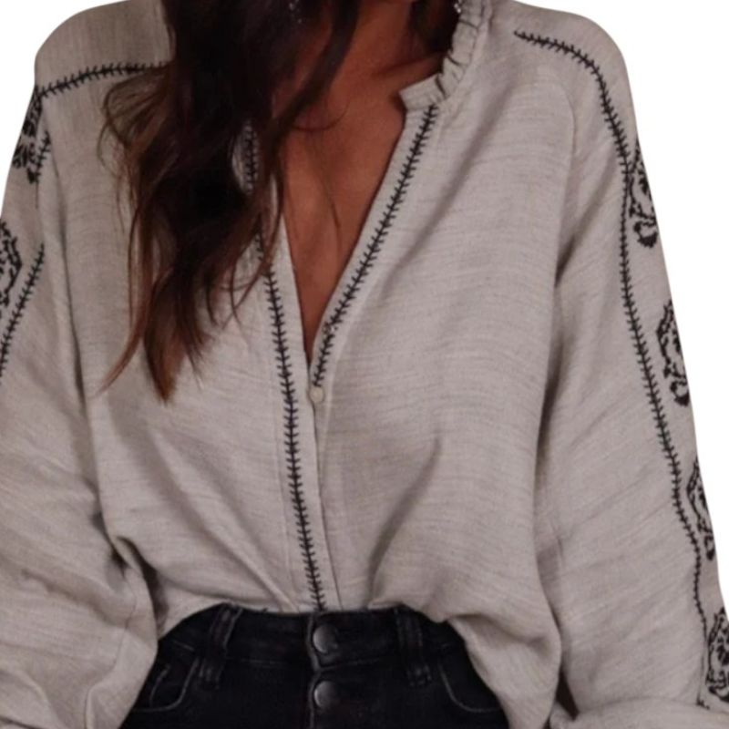 Soft Linen Top with Embroidery