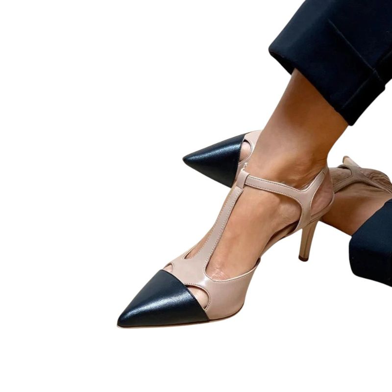 Two-Tone T-Strap Stiletto Heels