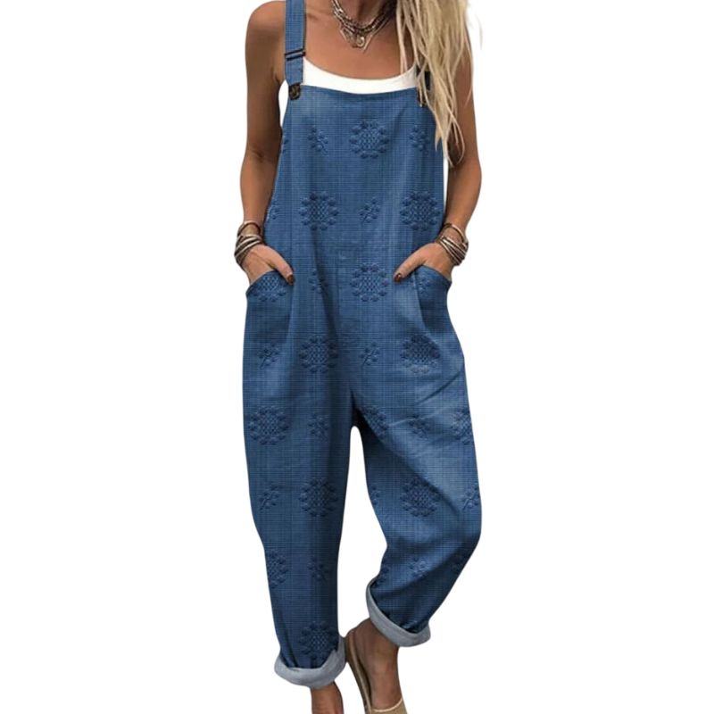 Relaxed Fit Embroidered Overalls