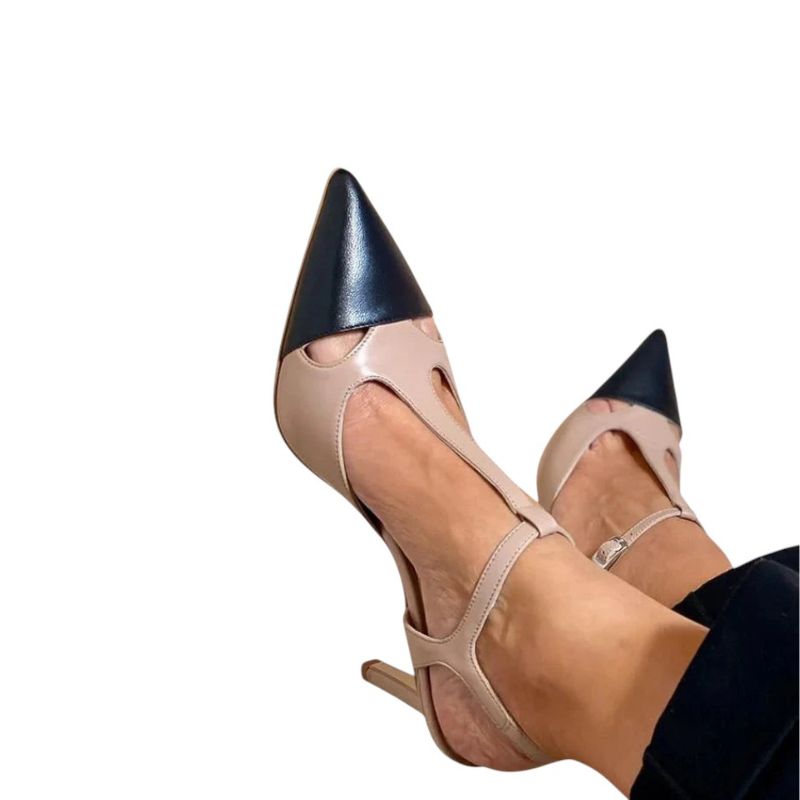 Two-Tone T-Strap Stiletto Heels