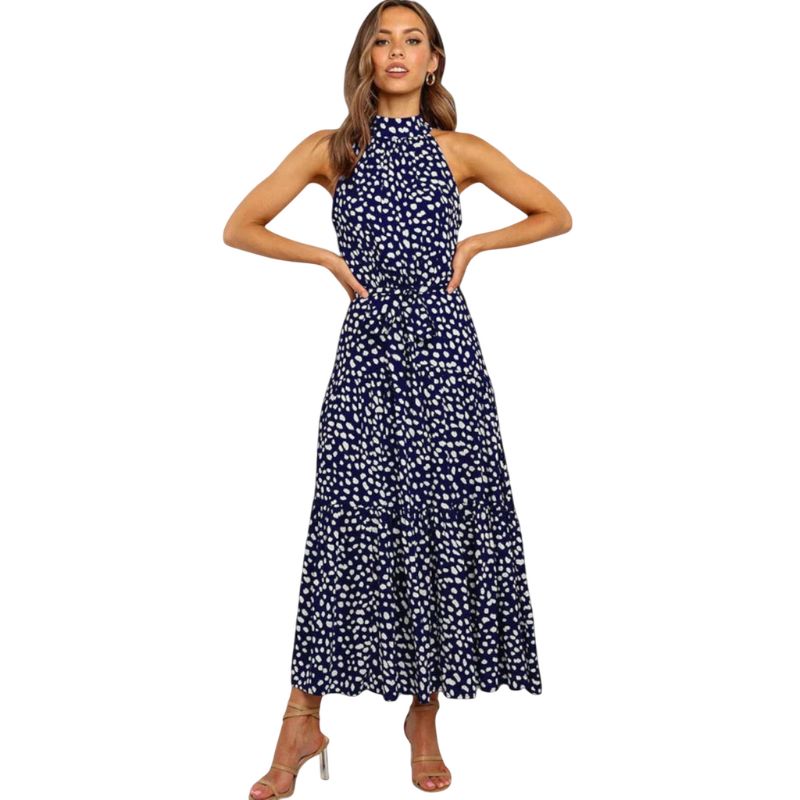 Halter Neck Printed Maxi Dress