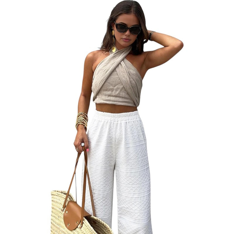 Crossed Halter Crop Top