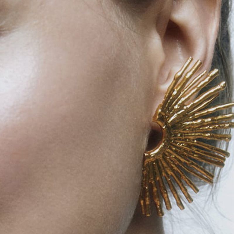 Metal Earrings with Wavy Edge