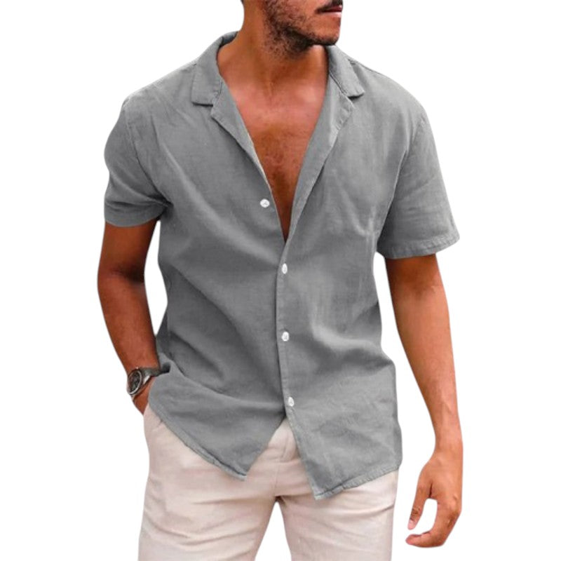 Relaxed Short-Sleeve Linen Shirt