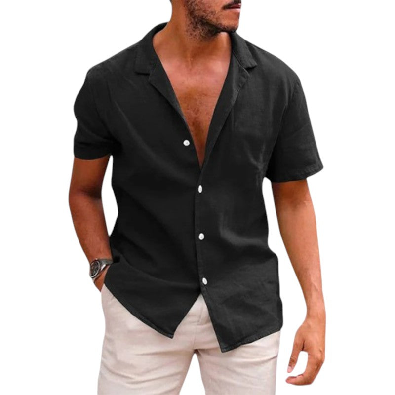 Relaxed Short-Sleeve Linen Shirt