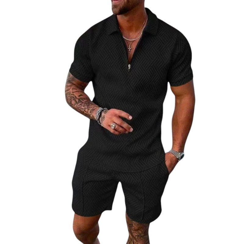 Textured Polo Short Set
