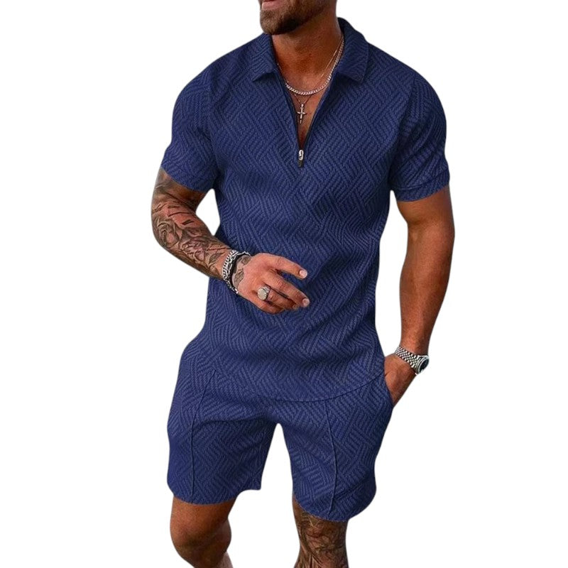 Textured Polo Short Set