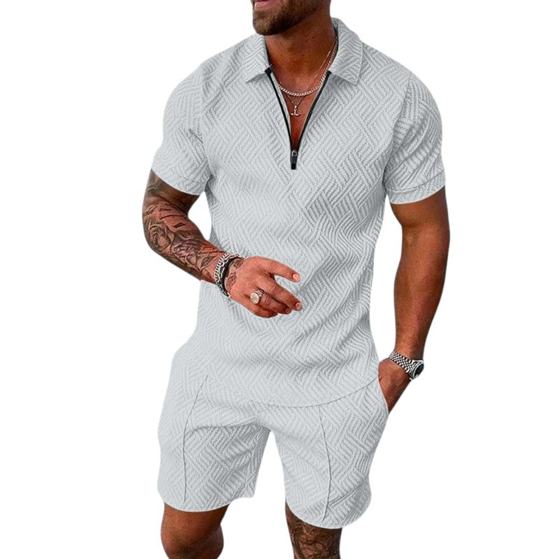 Textured Polo Short Set