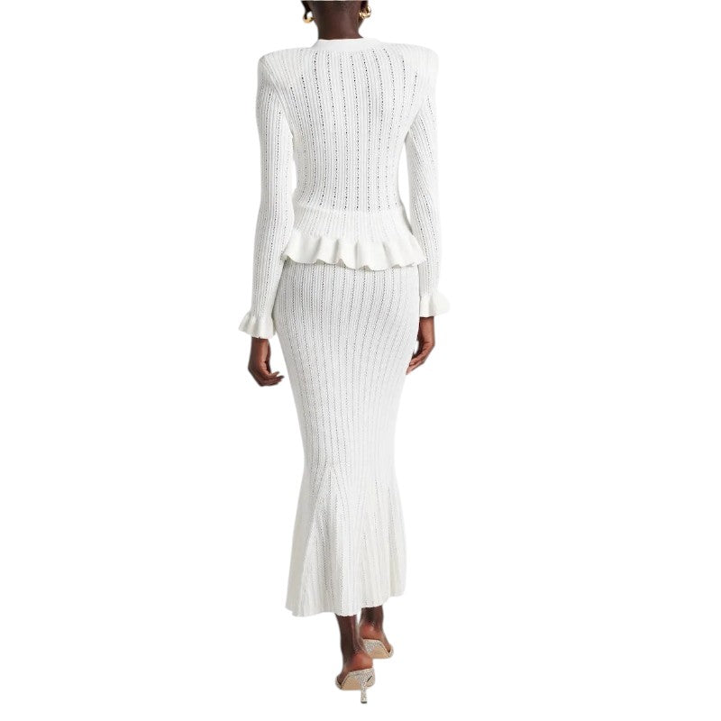 Knit Peplum Cardigan & Skirt Set