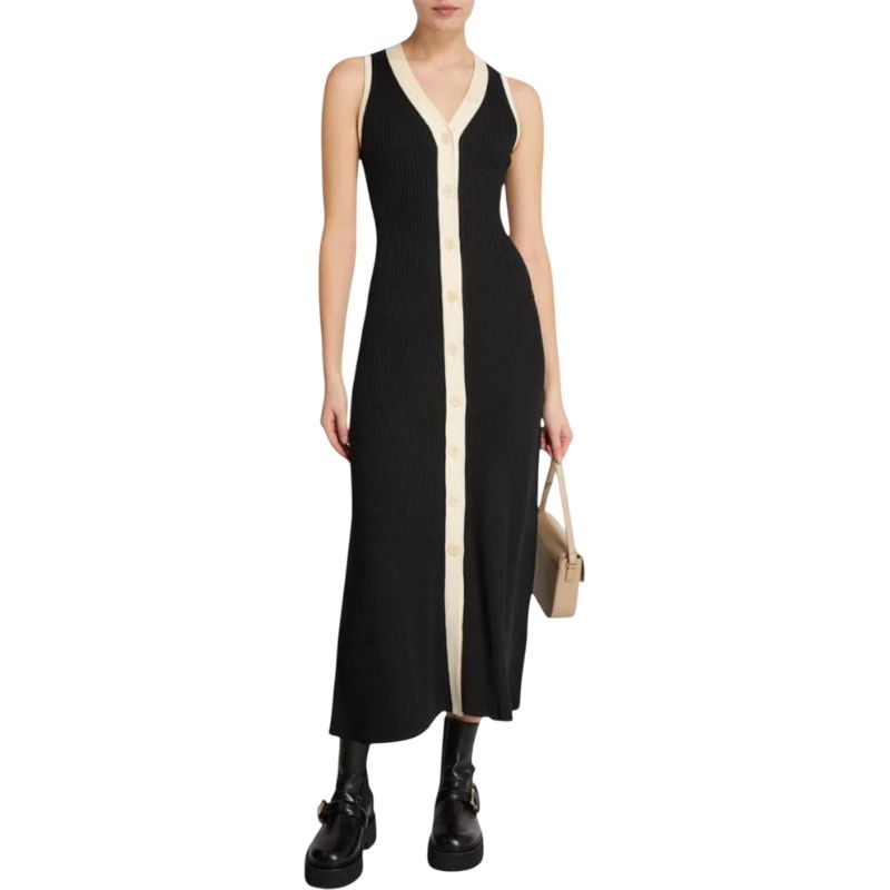 Knit Dress Contrast Buttons