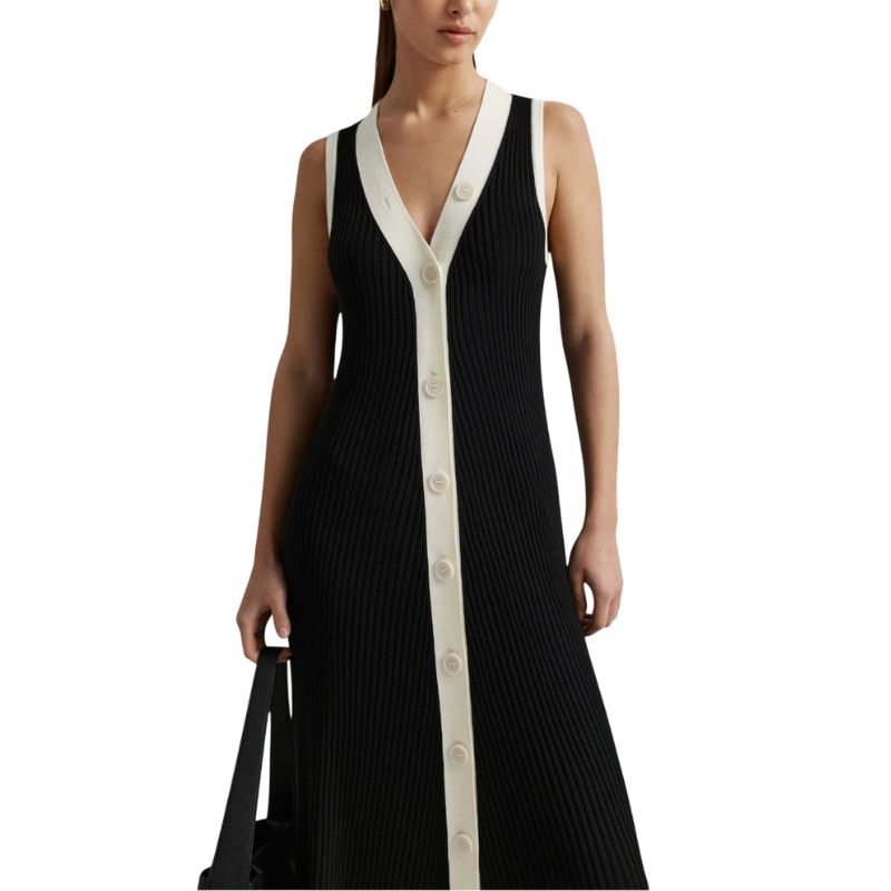 Knit Dress Contrast Buttons