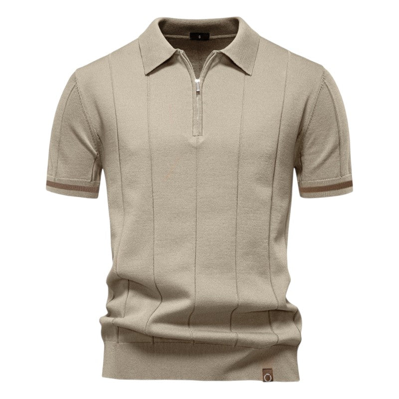 Knit Polo Shirt with Zip Closure