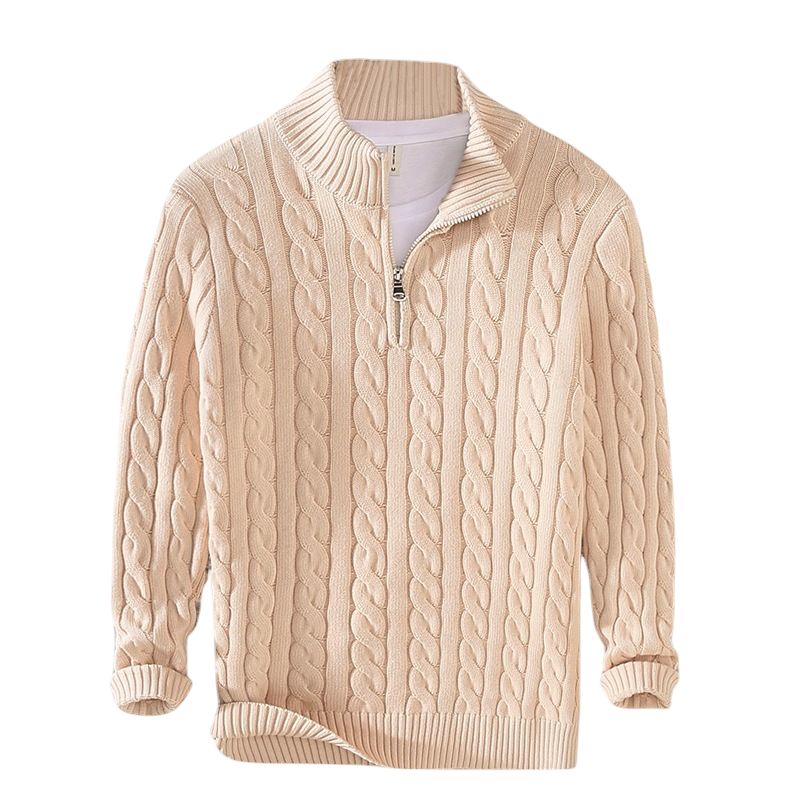 Textured Knit Zip Sweater