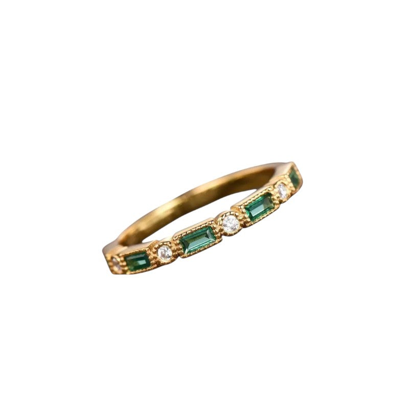 Vintage Gold Ring with Green Stone