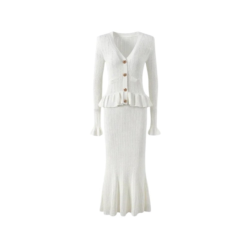 Knit Peplum Cardigan & Skirt Set